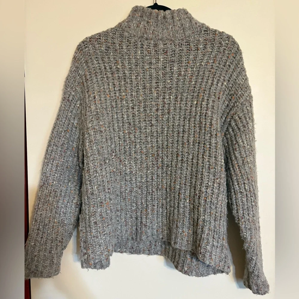 A New Day Mock Neck Chunky Sweater Size M Gray/Multicolor Fleck Long Sleeve - Picture 3 of 3